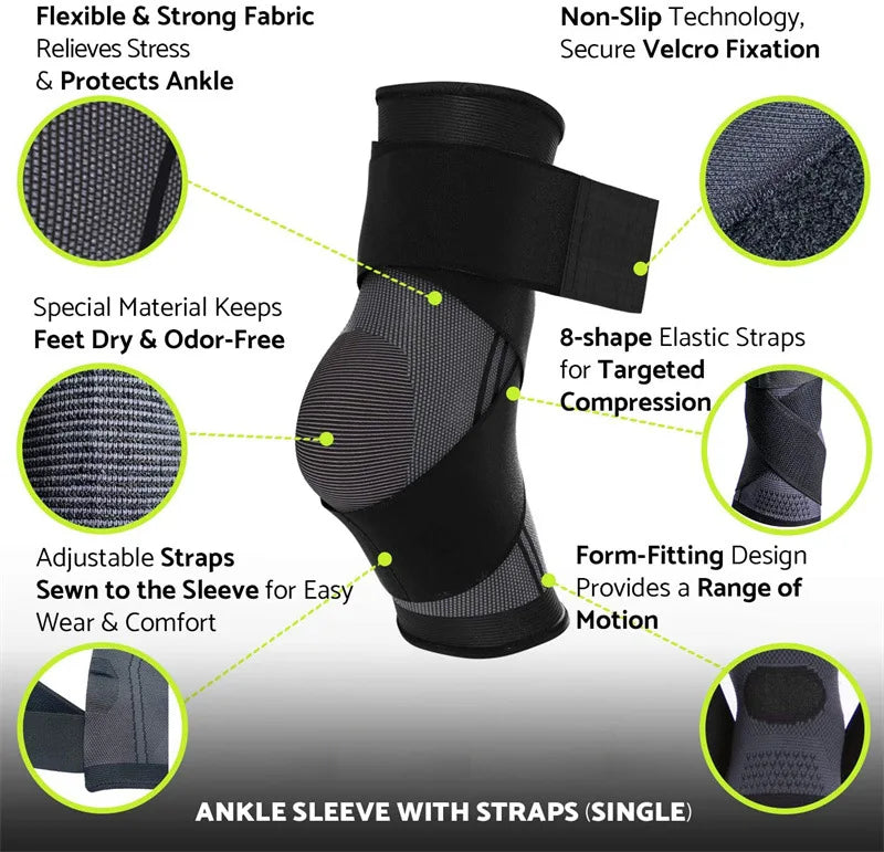 Adjustable Ankle Support Compression Brace for Sports Activities