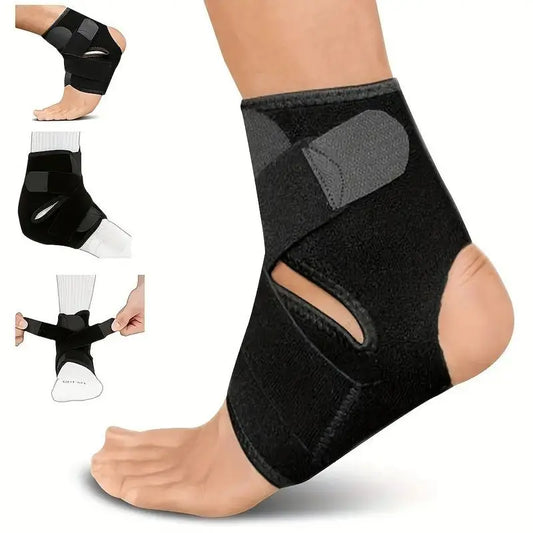 Ankle Support for Ligament Damage – Adjustable Compression Brace (Black) | Stabilizes Ligaments, Eases Fasciitis & Achilles Pain, Speeds Recovery from Sprains